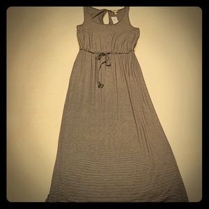 Banana Republic Black & White Striped Maxi Dress